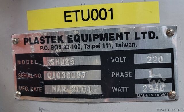 Dryer with suction and vacuum pump PLASTEK EQUIPMENT LTD SHD25