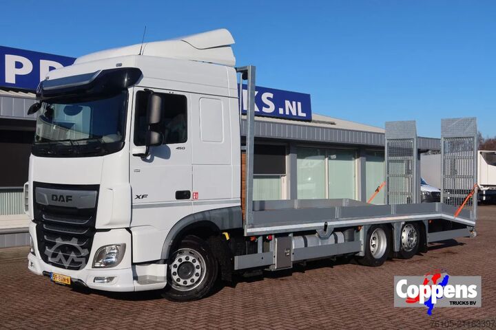 Autotransporter DAF XF 450 6x2 Oprijwagen vloerhoogte 100 cm + 2x  ...