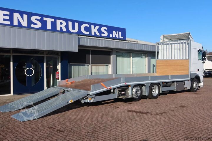 Autotransporter DAF XF 450 6x2 Oprijwagen vloerhoogte 100 cm + 2x  ...
