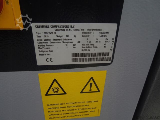 Schraubenkompressor Creemers RCB15/13