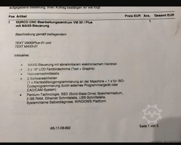 Vertikales Bearbeitungszentrum Hurco VM30i Plus