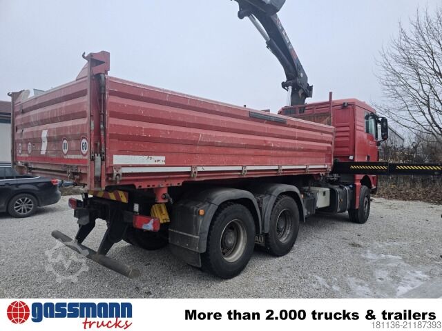 Kipper LKW MAN TGS 26.480 6x4 BB, Kran Hiab 244 E-5 Hiduo, Funk,