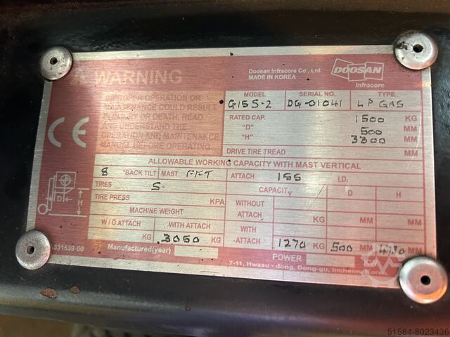 Forklift truck Doosan G15S-2