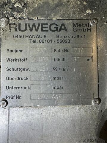 80 m³ flour silo made of aluminium, ø 3,500 mm Ruwega 