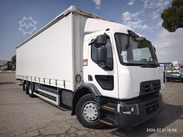 Flatbed truck with tarp RENAULT 26.320 D WIDE 6X2 EURO 6