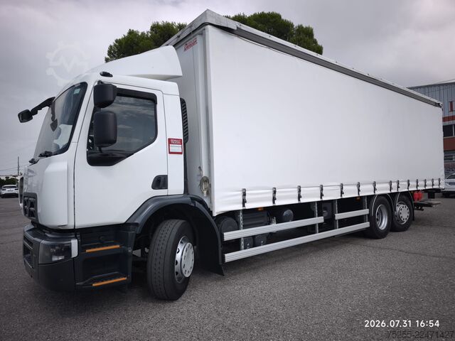 Flatbed truck with tarp RENAULT 26.320 D WIDE 6X2 EURO 6
