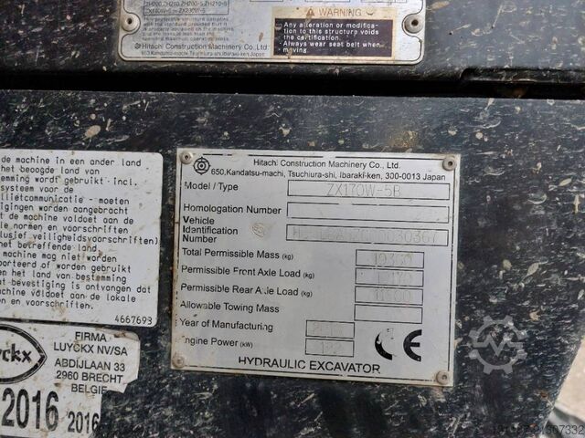 Wheel excavator Hitachi ZX 170 W-5 B