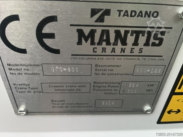 Crawler Crane Tadano GTC-800 Mantis