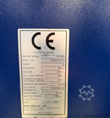 Vertical machining center Mori Seiki NV 4000