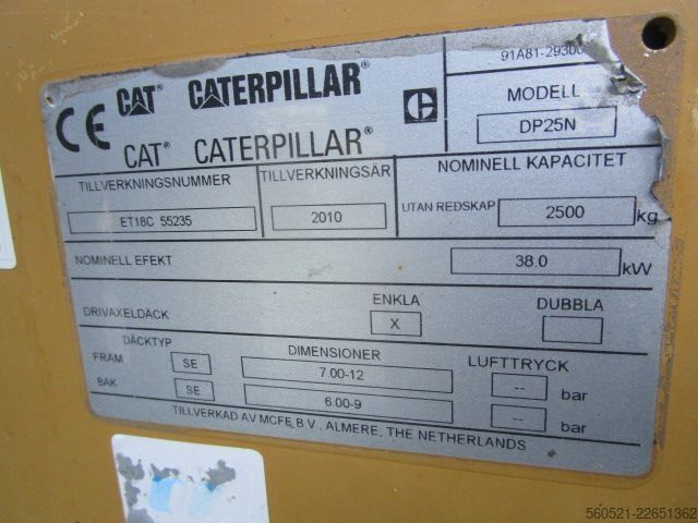 Diesel Forklift Caterpillar DP25N - Triplex 4,7m - Zinkenversteller + Seitensc