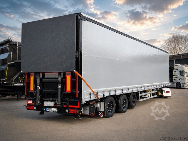 Open semitrailer with tarp SCHWARZMÜLLER Gabelstapler-Transporter, 2-teilige LBW, MIETEN?