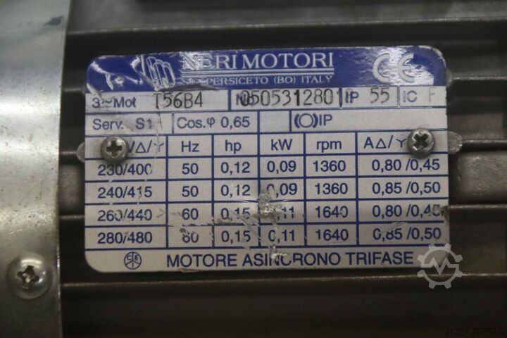 Geared motor 0.09 kW 91 rpm Motovario NMRV/030  T56B4
