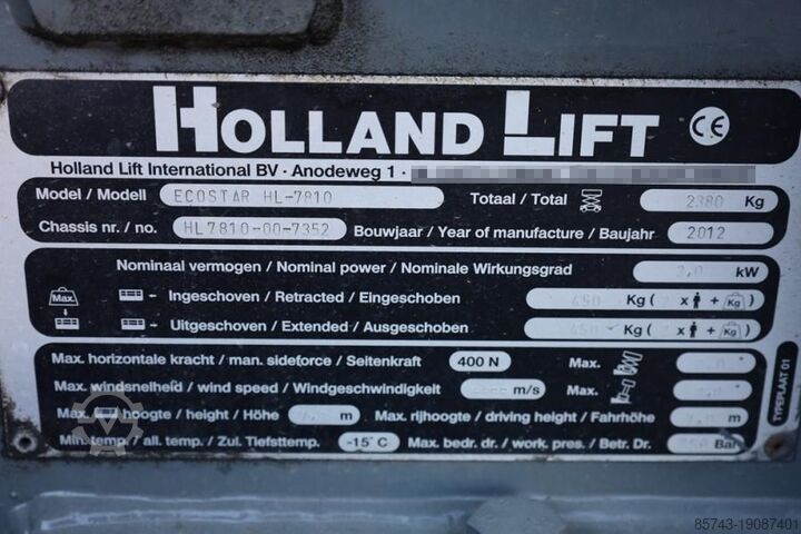 Scissor lift Holland Lift Ecostar HL-7810 Electric, 10m Working Height, 450k