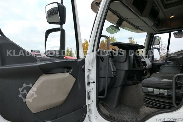 Flatbed truck with tarp RENAULT Premium 430 Getränkewagen Lift-/Lenkachse EU5