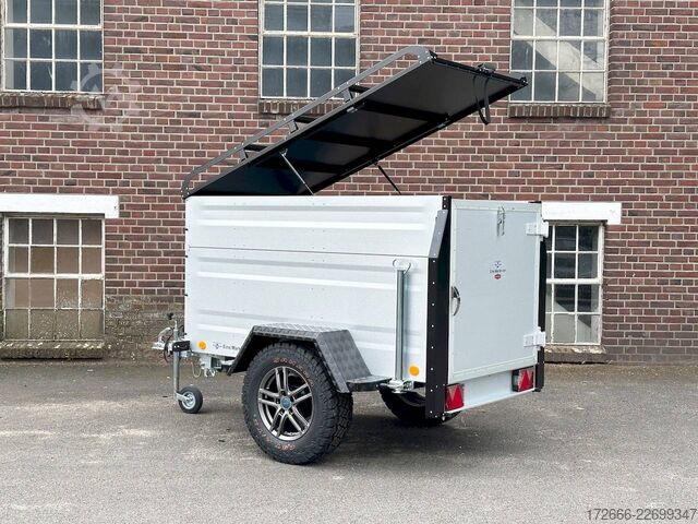 Flatbed trailer with cover TPV Trailers | BÖCKMANN KT-EB2 OFFROAD PLUS 202X107X102CM 1000KG DECKELANHÄNGER