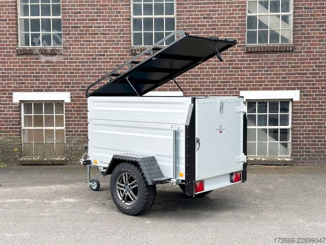 Flatbed trailer with cover TPV Trailers | BÖCKMANN KT-EB2 OFFROAD PLUS 202X107X102CM 1000KG DECKELANHÄNGER