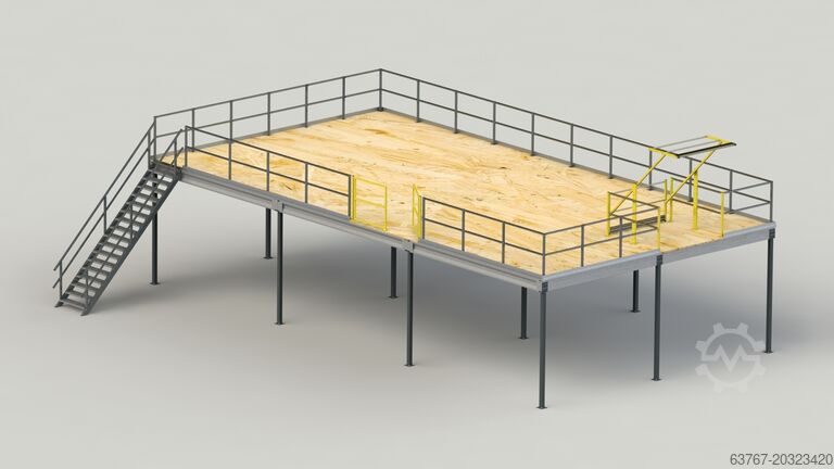 Lagerbühne | Stahlbühne | Mezzanine 300 m², Traglast: 350 kg/m² | 5,0 x 5,0 m | Lichte Höhe: 3,0m