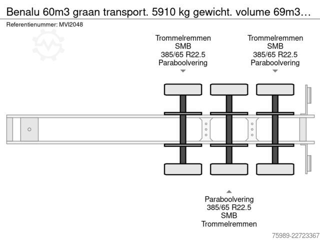 Kipper Benalu 60m3 graan transport. 5910 kg gewicht. volume 6...