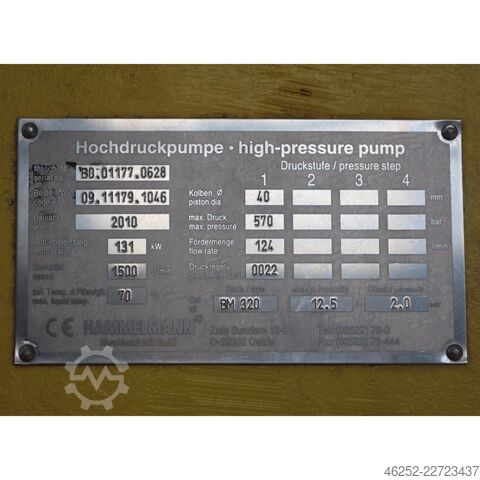 Hochdruckreiniger Hammelmann 570 bar / 124 l/min