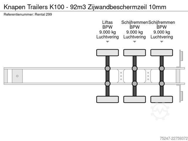  Knapen Trailers K100 - 92m3 Zijwandbeschermzeil 10mm *Nieuw / Neu*