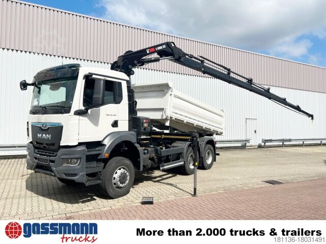 Kipper LKW MAN TGS 33.430 6x6 BB CH mit Kran Hiab X-HiDuo 228