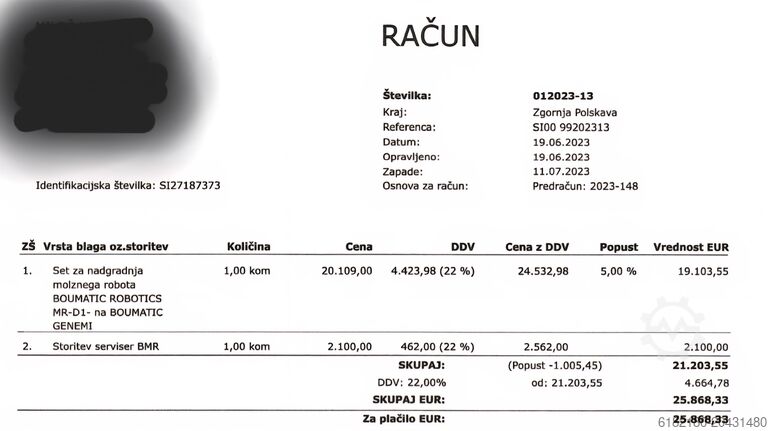 Milking machines BOU MATIC MR DVOJNI GENOMI UP