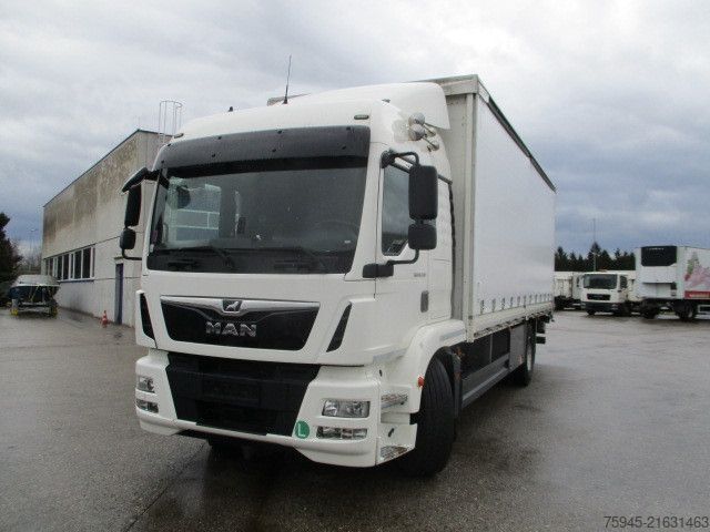 Flatbed truck with tarp MAN TGM 18.320, LBW, Luft-Luft, TÜV 04/2026
