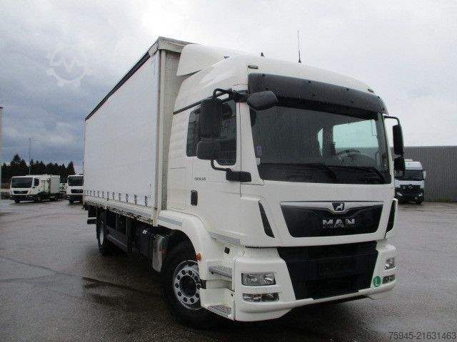 Flatbed truck with tarp MAN TGM 18.320, LBW, Luft-Luft, TÜV 04/2026