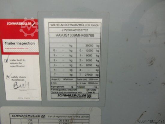 Walking floor semitrailer SCHWARZMüLLER LIFTACHSE, FUNK, STAHLBODEN!!! SAF-ACHSEN ,2 STüCK