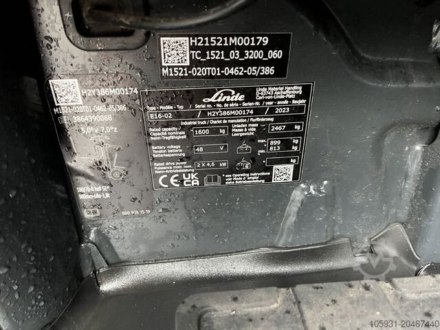 Electric 3-wheel forklift Linde E16-02