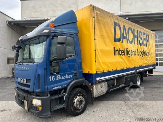 Flatbed truck with tarp IVECO EUROCARGO 120E22 PLANE, SCHALTER LBW