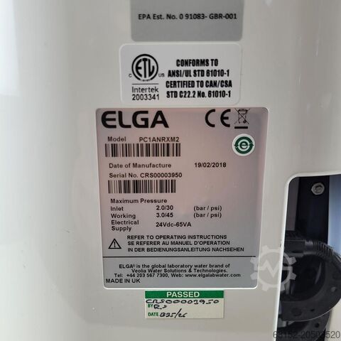 Veolia Water Technologies Elga PC1ANRXM2 Purelab Chorus Water Purification System Veolia Water Technologies Elga PC1ANRXM2 Purelab Chorus