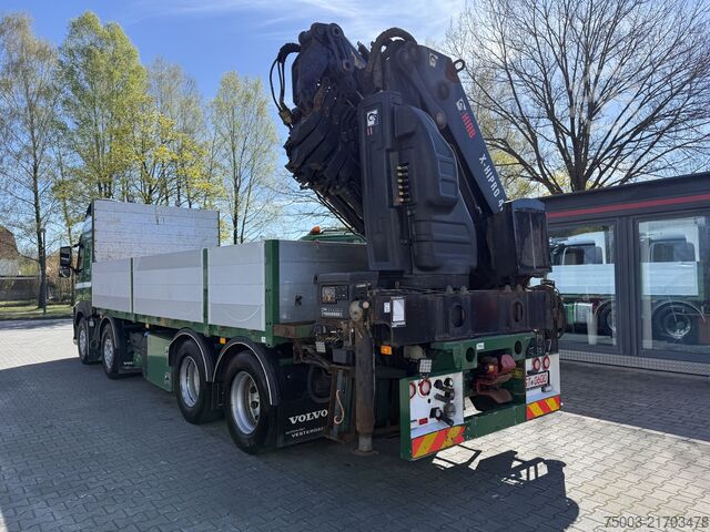 Flatbed truck Volvo FM500 8X4 Kran Hiab 408 Jib bis 30 Meter