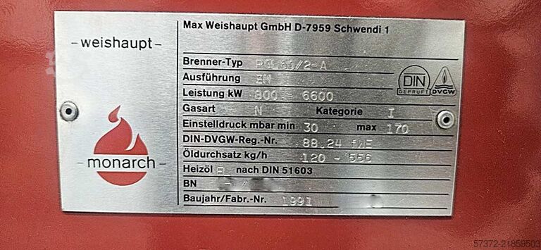 Steam Boiler Loos/Weishaupt UL 6000/Monarch RGL 60/2-A