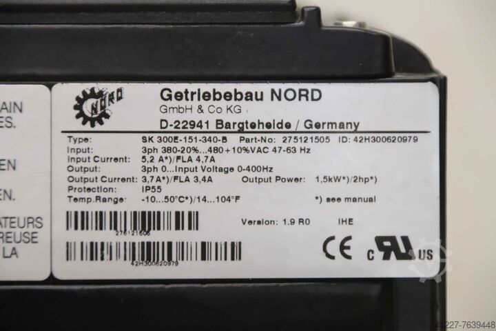 Gear motor 0.75 kW 40 rpm Nord SK80L/4 TFBRE10TIO/2-D