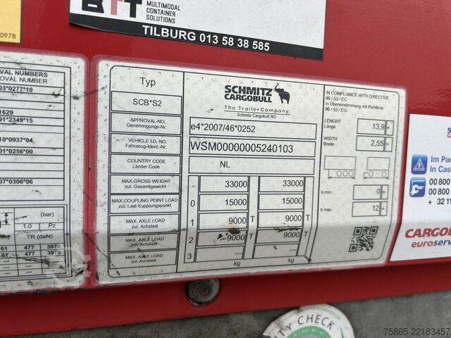 Box body Schmitz Cargobull SCB S2 / Box Trailer / 2 as Disk