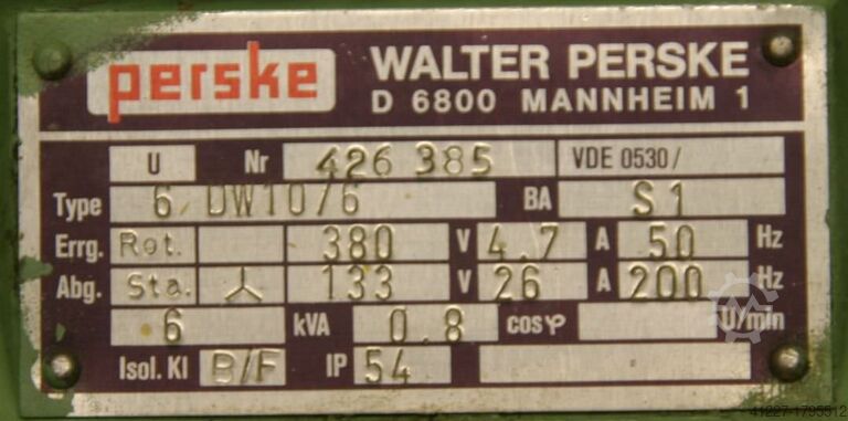 Frequenzumformer 133 V 200 Hz 6 kVA PERSKE Typ 6DW10/6