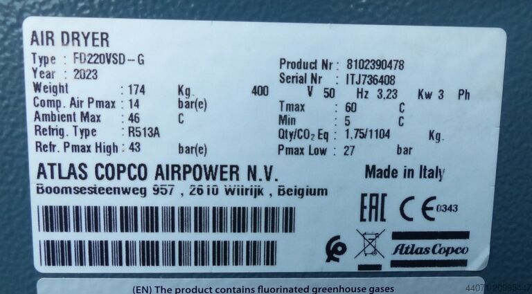 Druckluftkältetrockner FD220VSD-G Atlas Copco FD220VSD-G