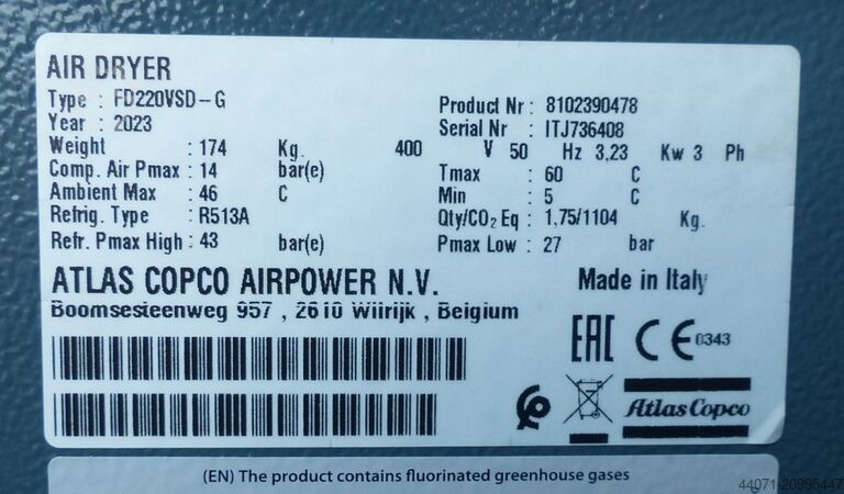 Druckluftkältetrockner FD220VSD-G Atlas Copco FD220VSD-G