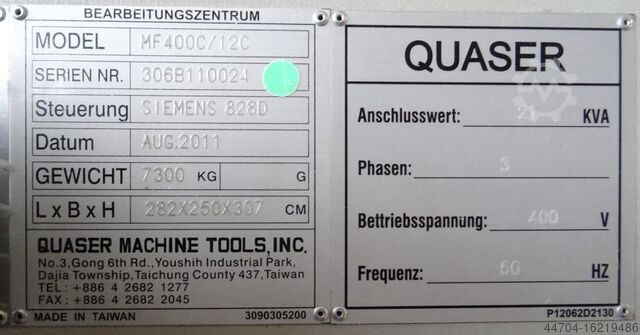 5-Achs Bearbeitungszentrum Quaser MF 400/12 C