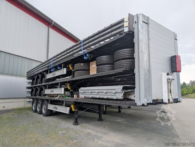 Open semitrailer with tarp FLIEGL 3-Achs Gardine zum Aufbau
