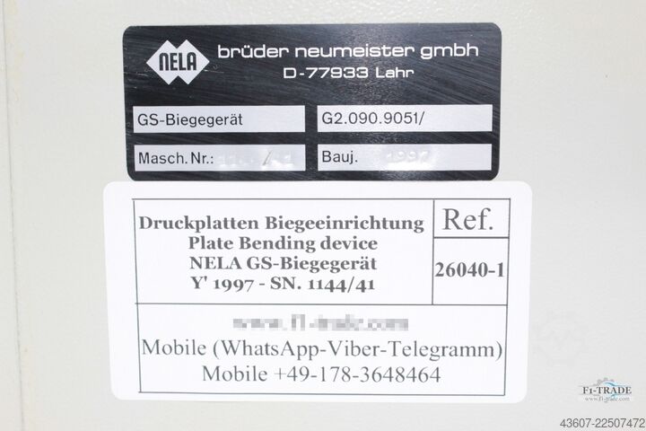 Druckplatten Biegeeinrichtung - Plate Bending device NELA GS-Biegegerät