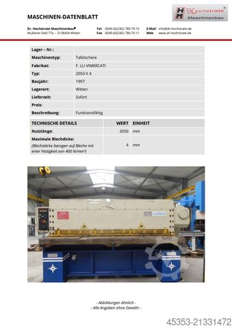 Tafelschere Vimercati 3000 x 10