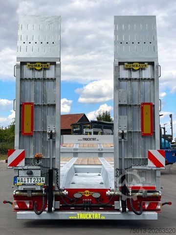 Low loader semitrailer HUMBAUR HTS30K, Baggermulde, Lenkachse, MIETEN?