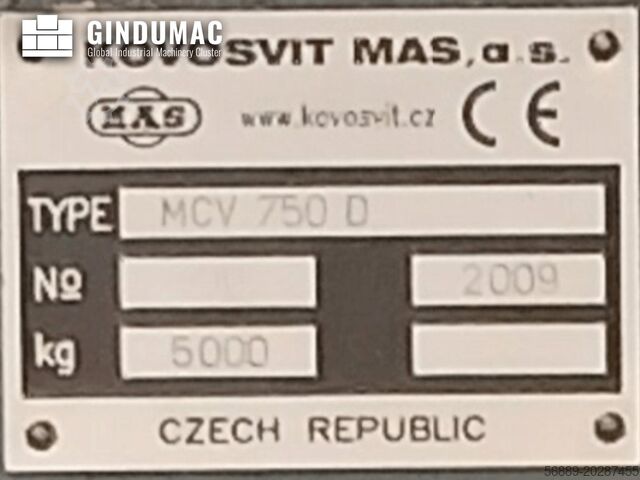 Vertical Machining Centre KOVOSVIT MAS MCV 750 Speed