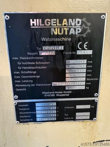 Flachbackengewindewalze HILGELAND FN10/12-80