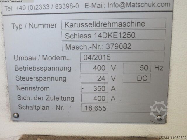 Karusselldrehmaschine - Einständer SCHIESS-FRORIEP 14 DKE 1250