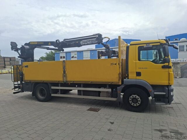 Flatbed truck MAN TG-M 18.290 4x2 BL Pritsche Heckkran 3xhydr.Ausc