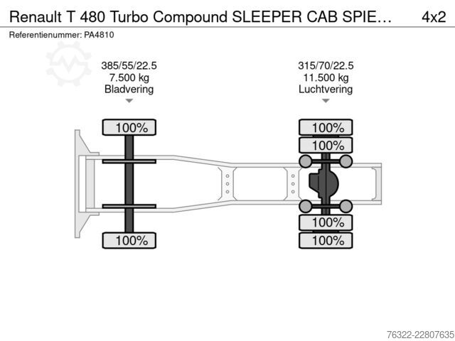 Standard-SZM Renault T 480 Turbo Compound SLEEPER CAB SPIEGEL CAMERA...