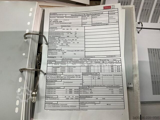 2005 Hedelius BC 100-2500 M CNC machining center Hedelius BC 100-2500 M